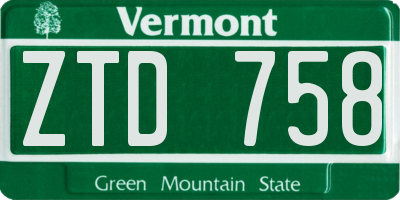 VT license plate ZTD758