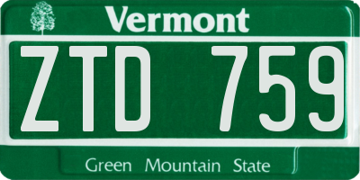 VT license plate ZTD759