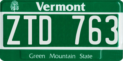 VT license plate ZTD763