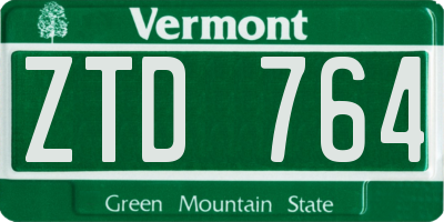 VT license plate ZTD764