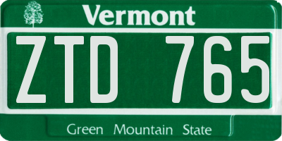 VT license plate ZTD765