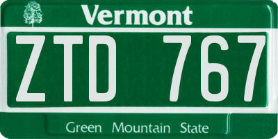 VT license plate ZTD767