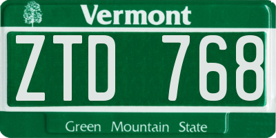VT license plate ZTD768