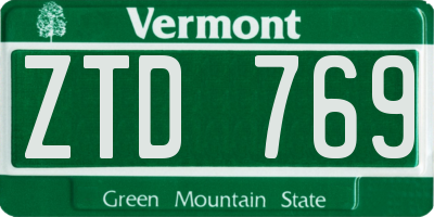 VT license plate ZTD769
