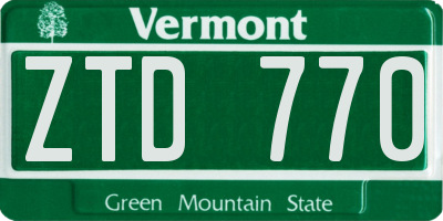 VT license plate ZTD770