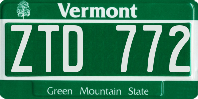 VT license plate ZTD772