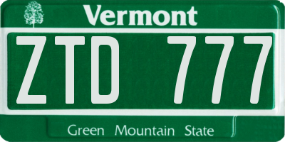 VT license plate ZTD777