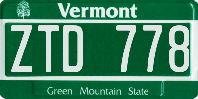 VT license plate ZTD778