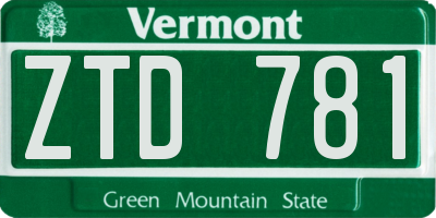 VT license plate ZTD781