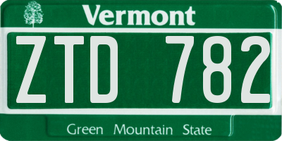 VT license plate ZTD782