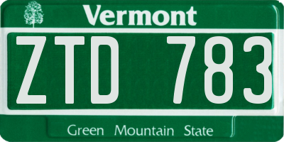 VT license plate ZTD783