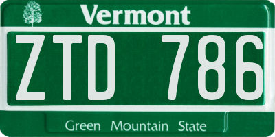 VT license plate ZTD786