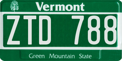 VT license plate ZTD788