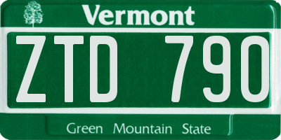 VT license plate ZTD790