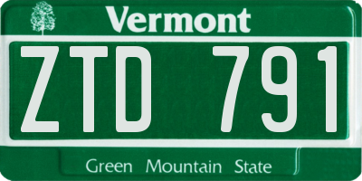 VT license plate ZTD791