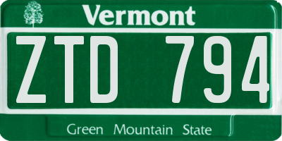 VT license plate ZTD794