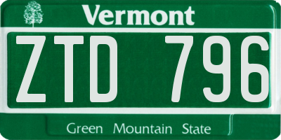 VT license plate ZTD796