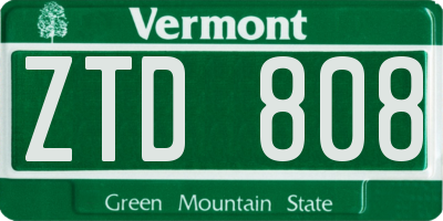VT license plate ZTD808