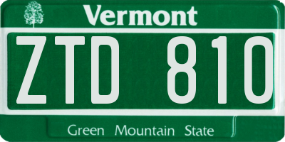 VT license plate ZTD810