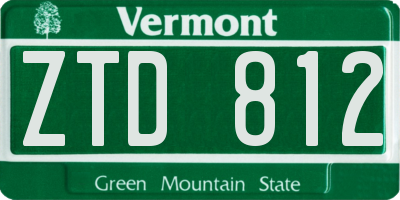 VT license plate ZTD812