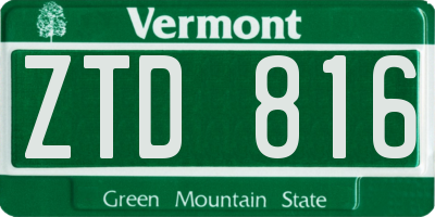 VT license plate ZTD816