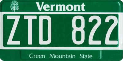 VT license plate ZTD822
