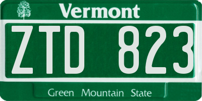 VT license plate ZTD823
