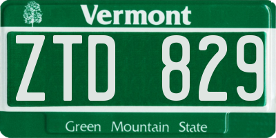 VT license plate ZTD829