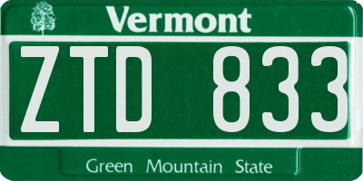 VT license plate ZTD833