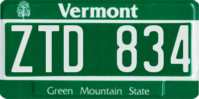 VT license plate ZTD834