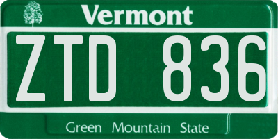 VT license plate ZTD836