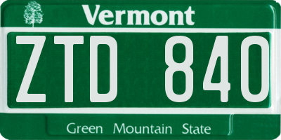 VT license plate ZTD840