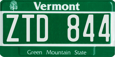 VT license plate ZTD844