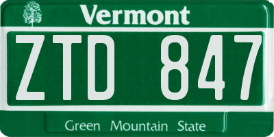 VT license plate ZTD847