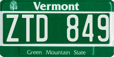 VT license plate ZTD849