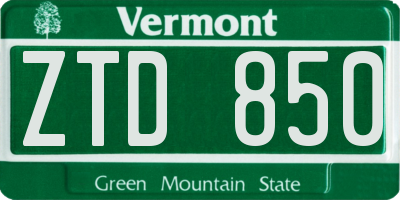 VT license plate ZTD850