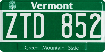 VT license plate ZTD852