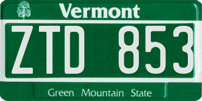 VT license plate ZTD853