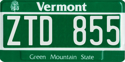 VT license plate ZTD855