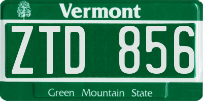 VT license plate ZTD856