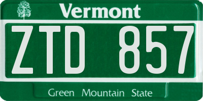 VT license plate ZTD857