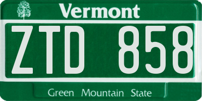 VT license plate ZTD858