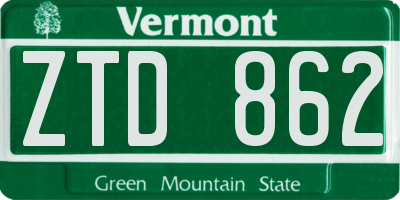 VT license plate ZTD862