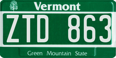 VT license plate ZTD863