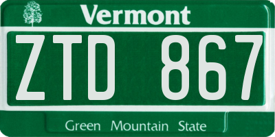 VT license plate ZTD867