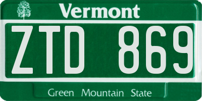 VT license plate ZTD869