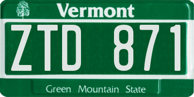 VT license plate ZTD871