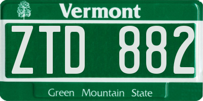 VT license plate ZTD882