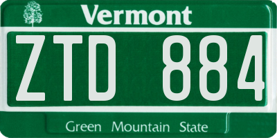 VT license plate ZTD884