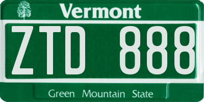 VT license plate ZTD888